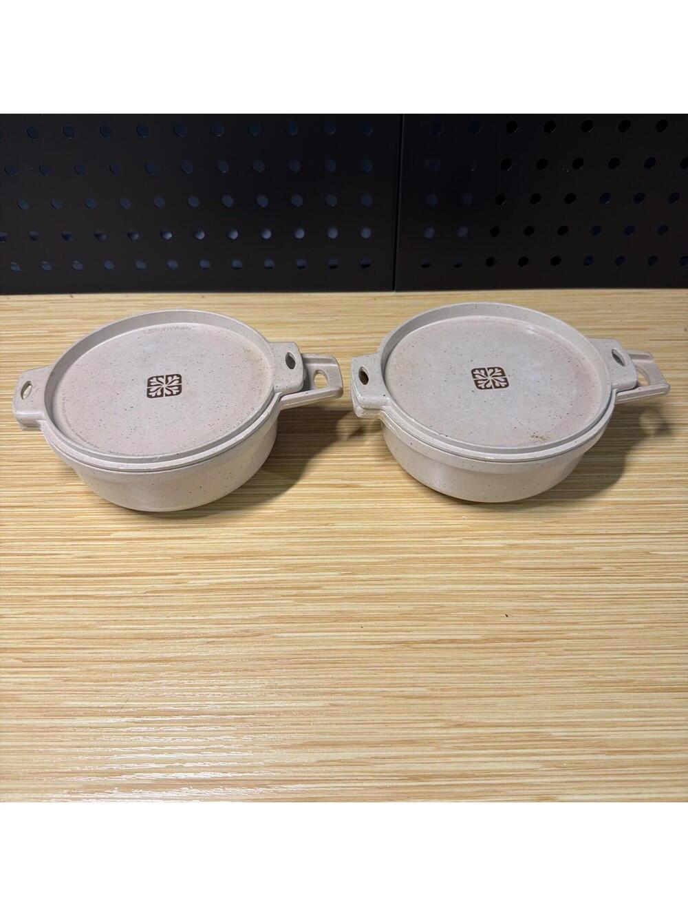 2 Vintage Littonware Microwave Cookware 2 Cup Round Bowl with Lid 39278 & 39277*